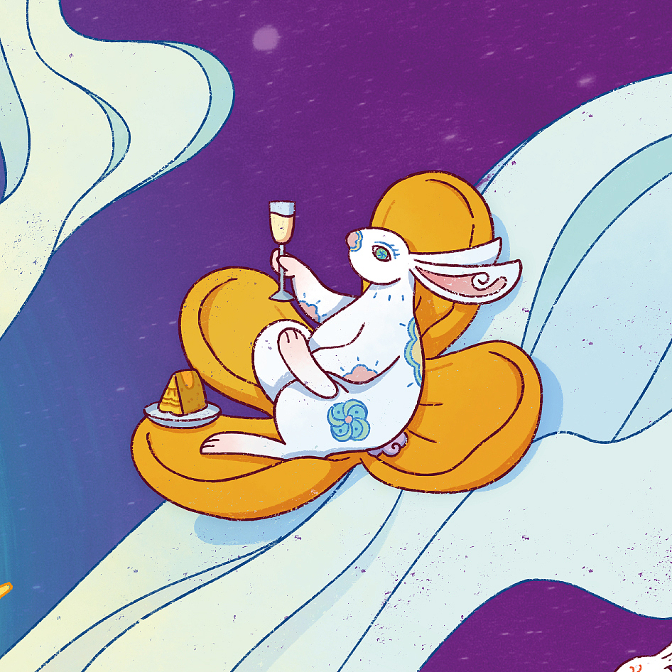 朗廷酒店2023明月饼包装插画设计