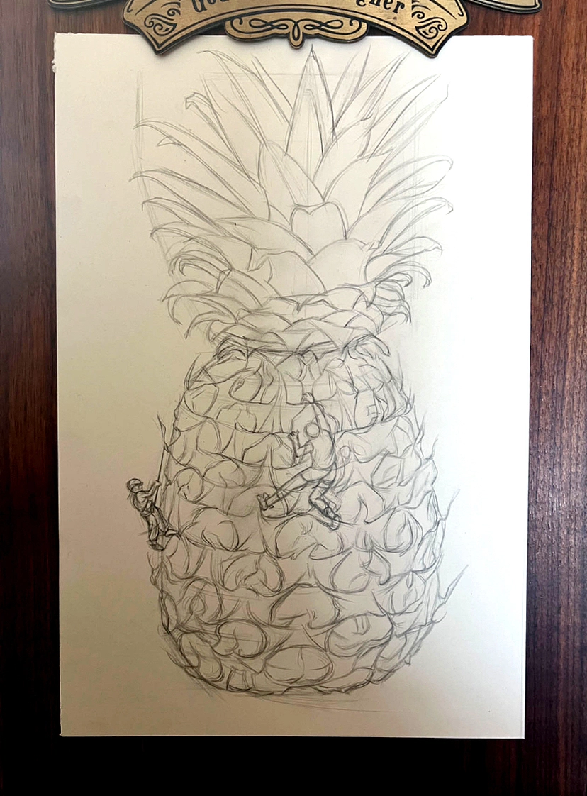 钢笔点绘——菠萝联想