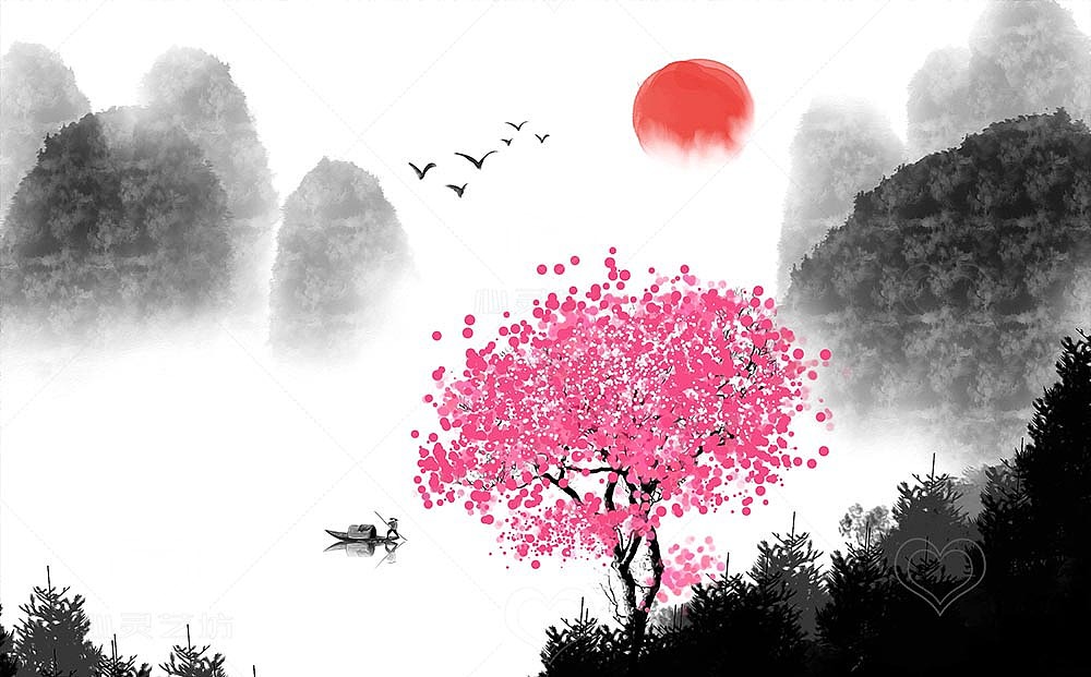 淡雅山水（图ZMjcwMTA3NzAw） - 商业插画 - 站酷设计师心灵艺坊原创素材 - 站酷ZCOOL