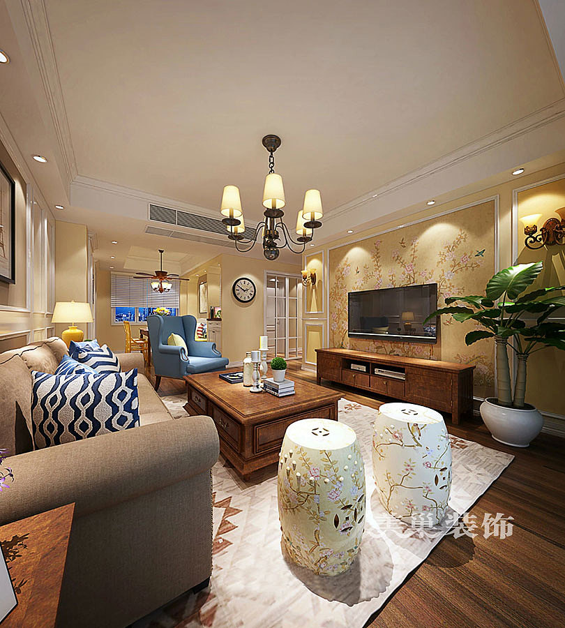 东阔泰和160平方四室两厅美式乡村案例装修效果图（图ZMTE4NDE1OTUy） - 家装设计 - 站酷设计师美巢装饰桑敏原创素材 - 站酷ZCOOL