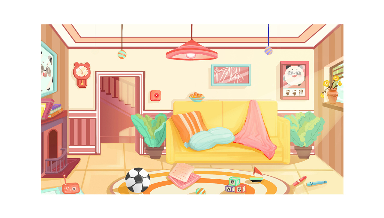 客厅一角|插画|儿童插画|阿兜啊 - 原创作品 - 站酷 (zcool)