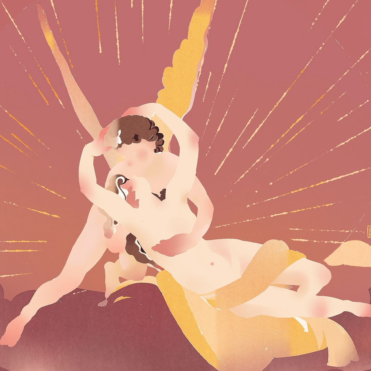 虽然很想把画面做细,但无意去掉线稿发现拼贴的效果更令人遐想。