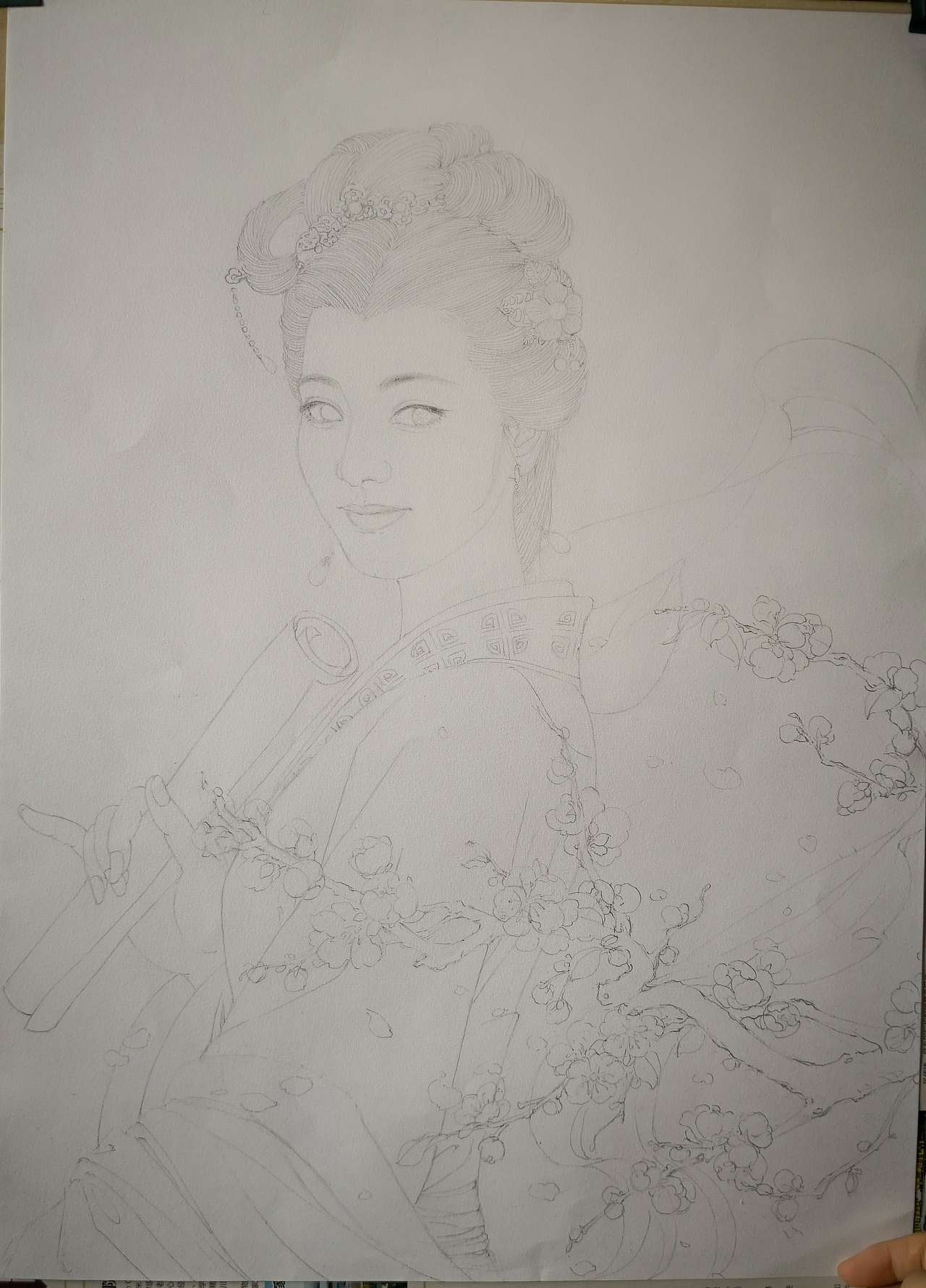 古风彩铅仕女图——赏梅(李清照小像)