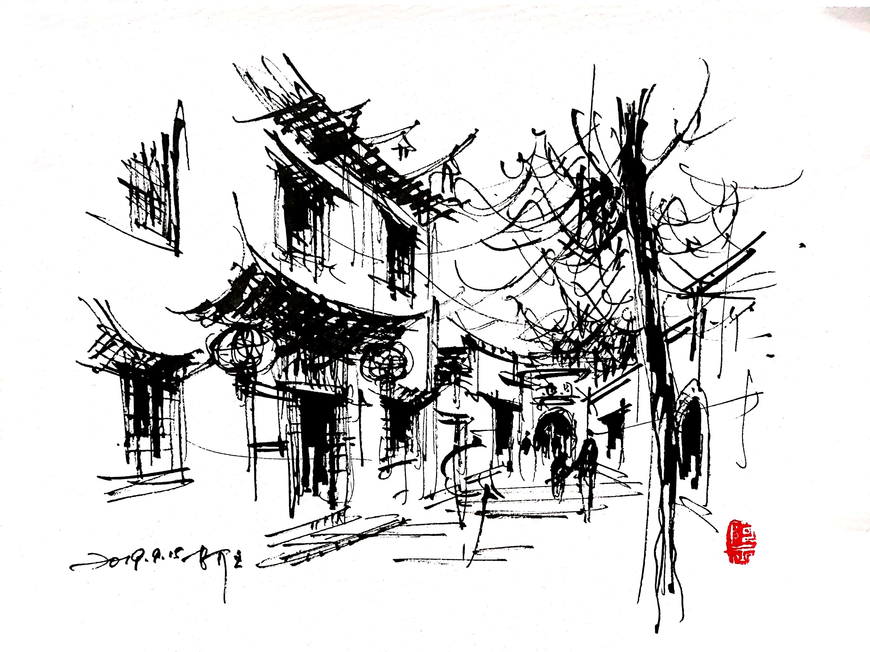 阿王速写建筑风景手绘