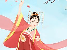 插画——古风少女