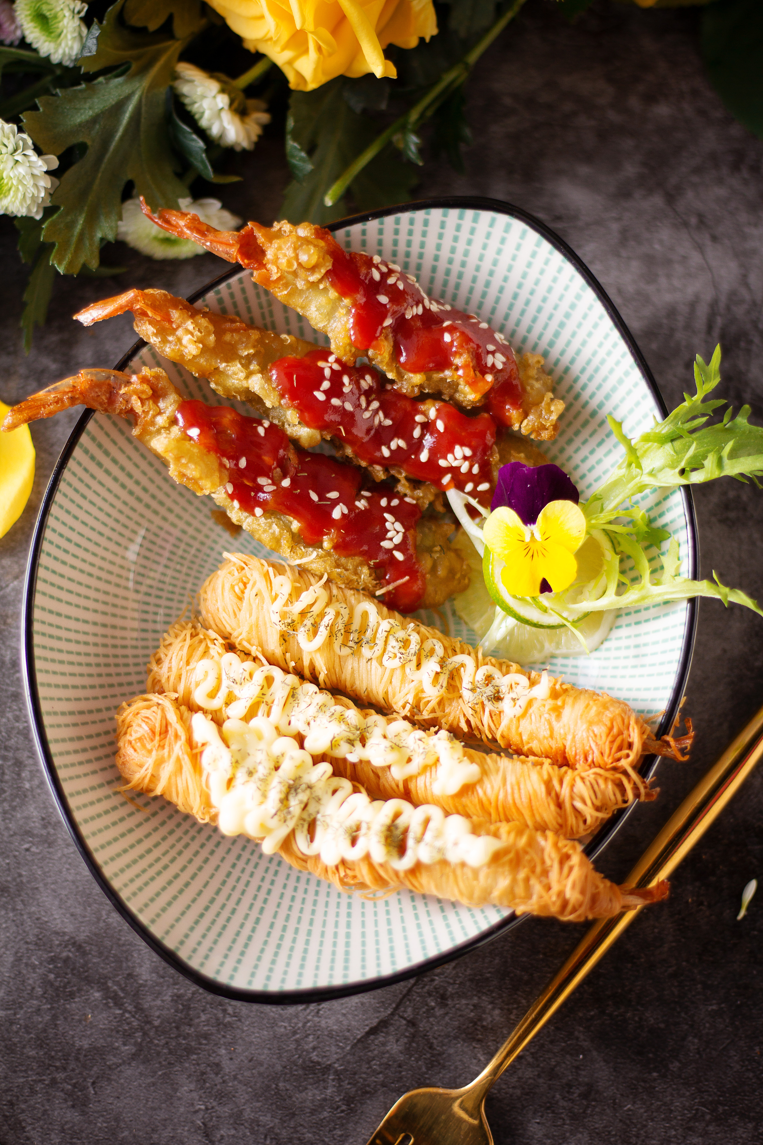 番茄沙拉金丝虾