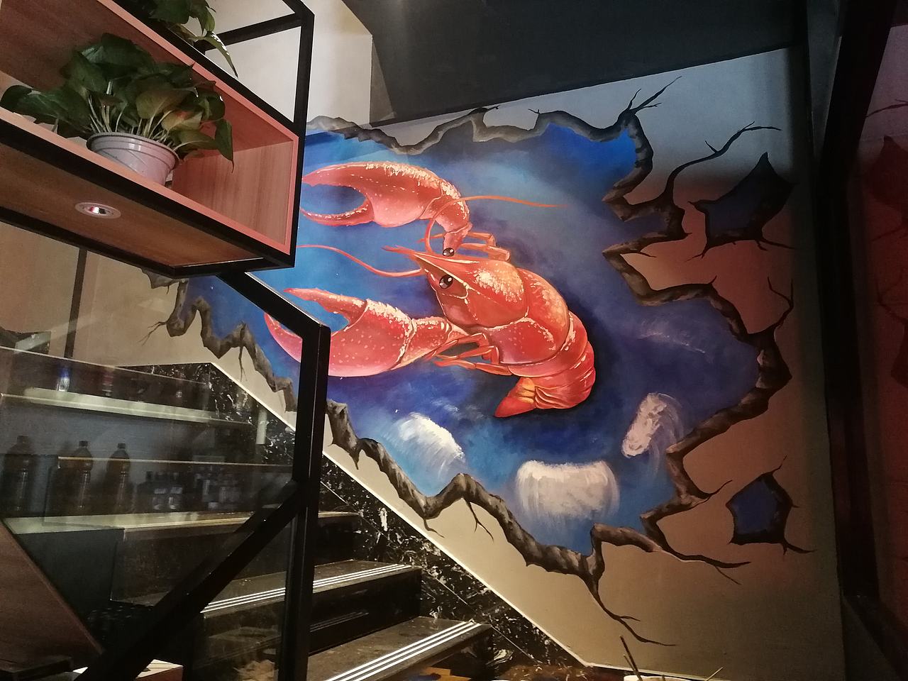 龙虾店墙体彩绘壁画涂鸦（图ZMTU4MTIzMTg4） - 新锐潮流插画 - 站酷设计师不桔小节原创素材 - 站酷ZCOOL