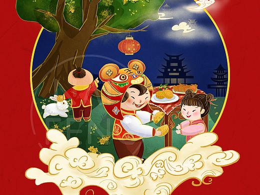 中国传统节日中秋节插画