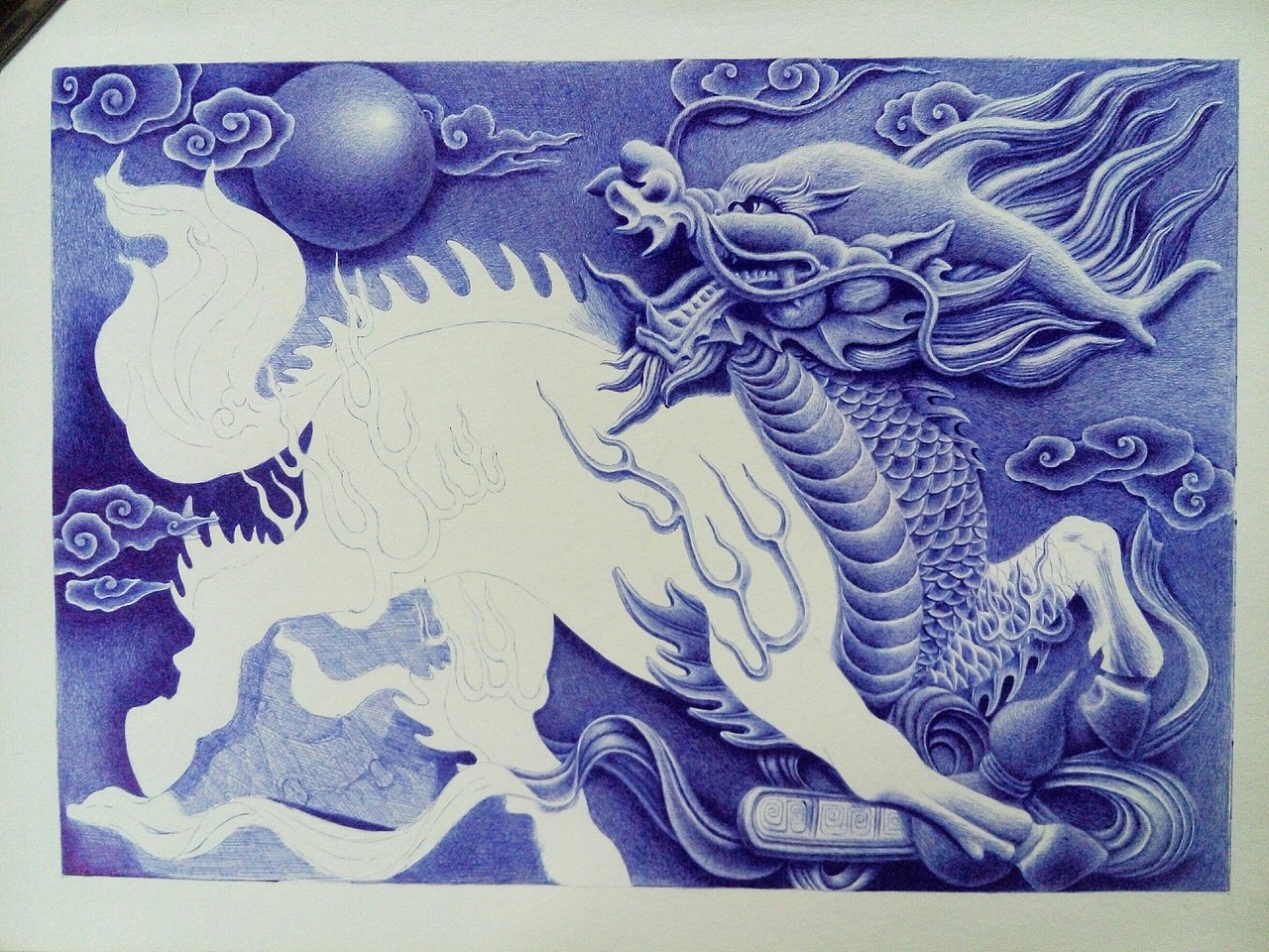 圆珠笔画-四灵之一麒麟~附步骤图（图ZNzE3MTg0NjA=） - 创作习作 - 站酷设计师Faine6原创素材 - 站酷ZCOOL