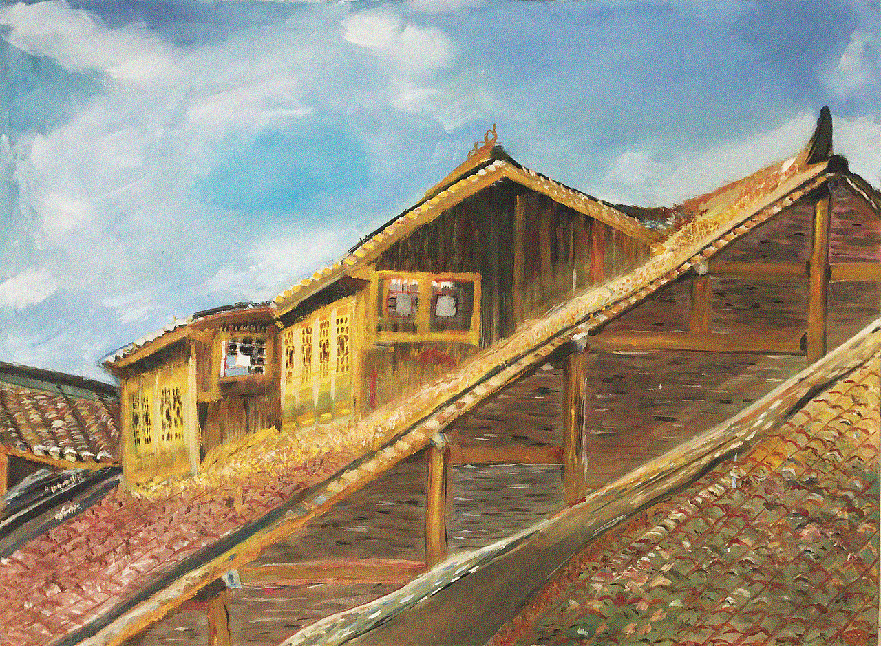 “老街古巷”油畫創(chuàng)作（圖ZODM0NDgwMzI=） - 繪畫 - 站酷設(shè)計(jì)師I_am_a_robot原創(chuàng)素材 - 站酷ZCOOL