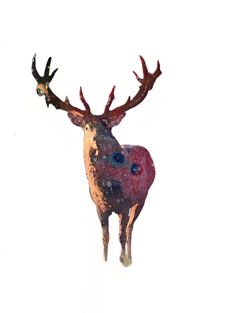 水彩麋鹿