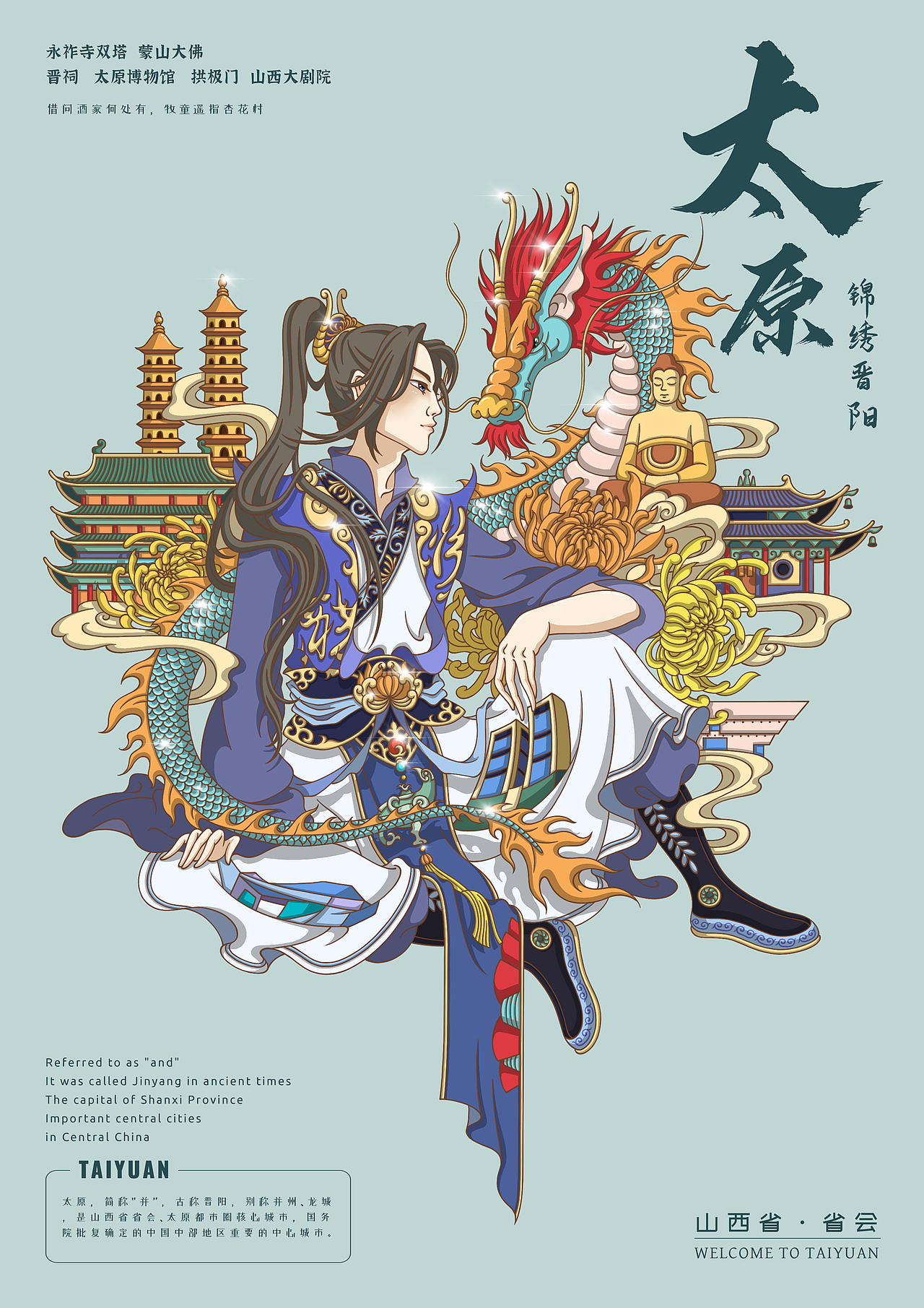 中国省会城市拟人插画