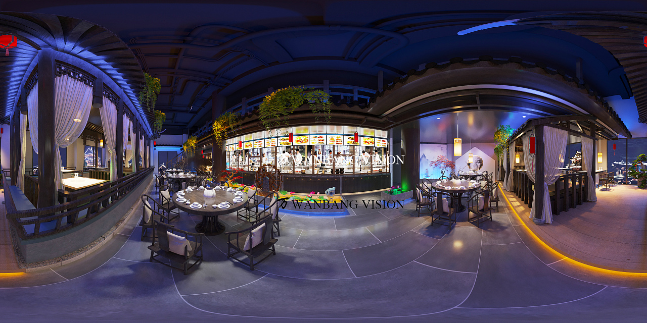 中式餐厅3d效果图