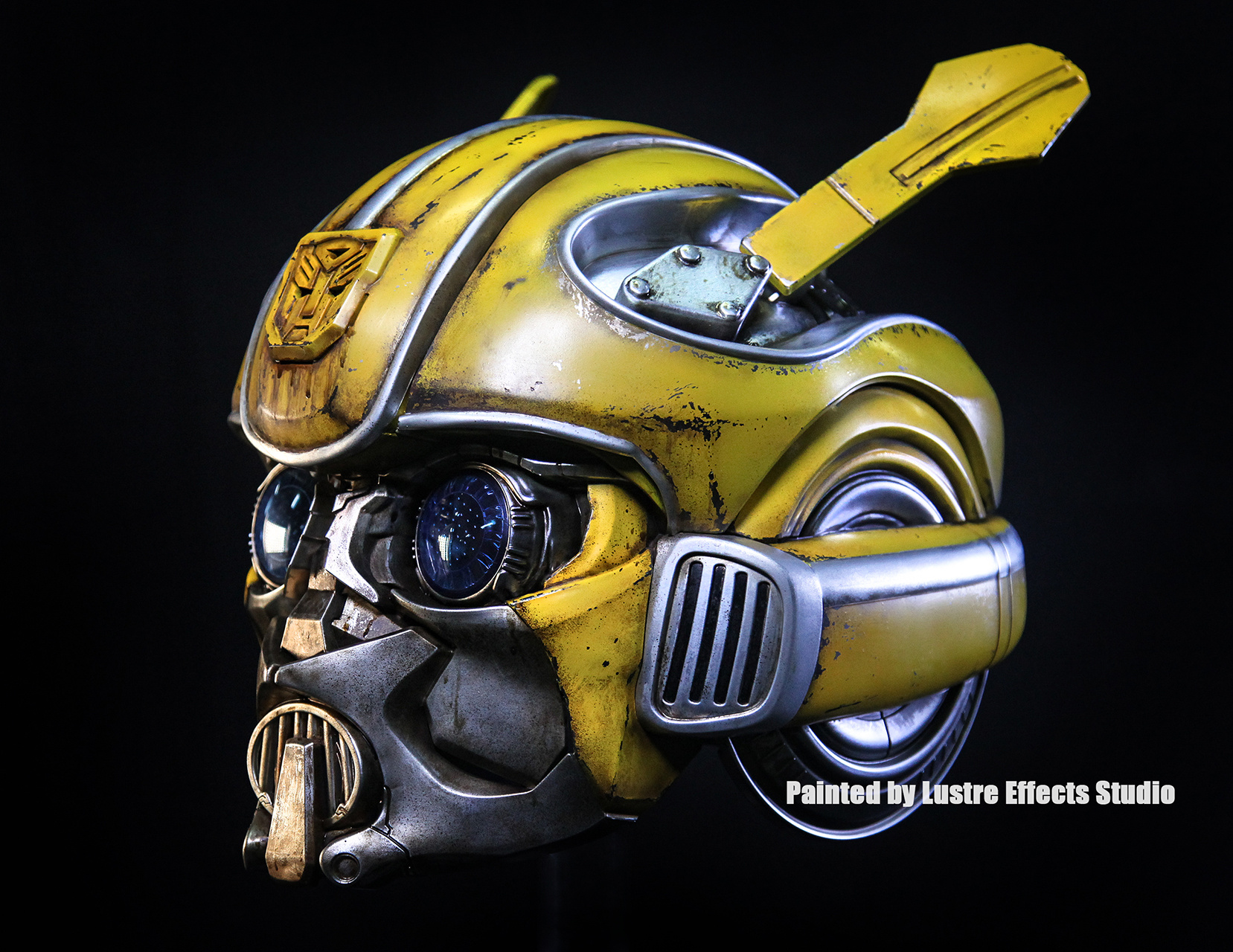 孩之宝电影版变形金刚大黄蜂bumblebee头盔升级涂装