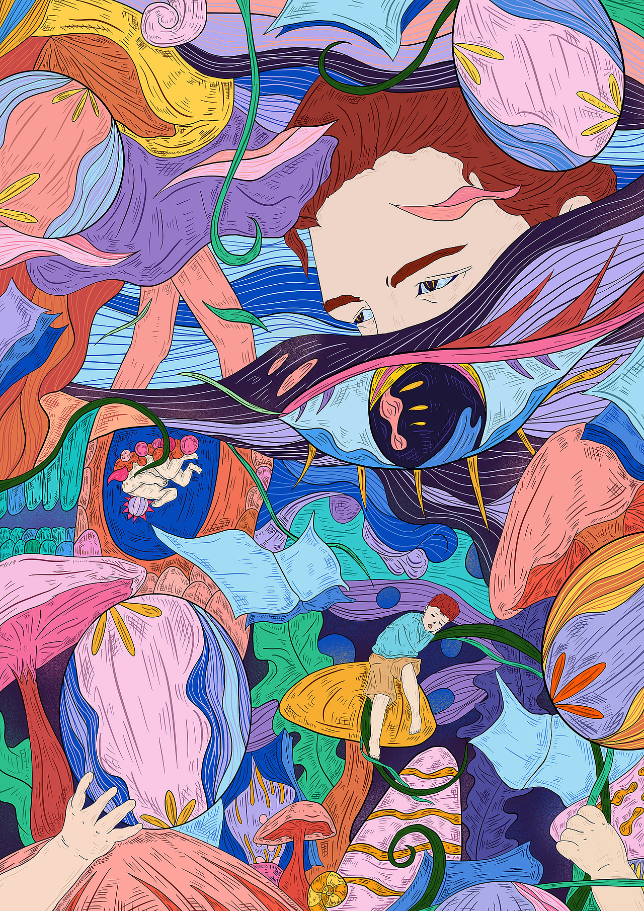 弗洛伊德人格理论插画联想（图ZMTY0NTI1NTA0） - 艺术插画 - 站酷设计师Crayon可酸原创素材 - 站酷ZCOOL