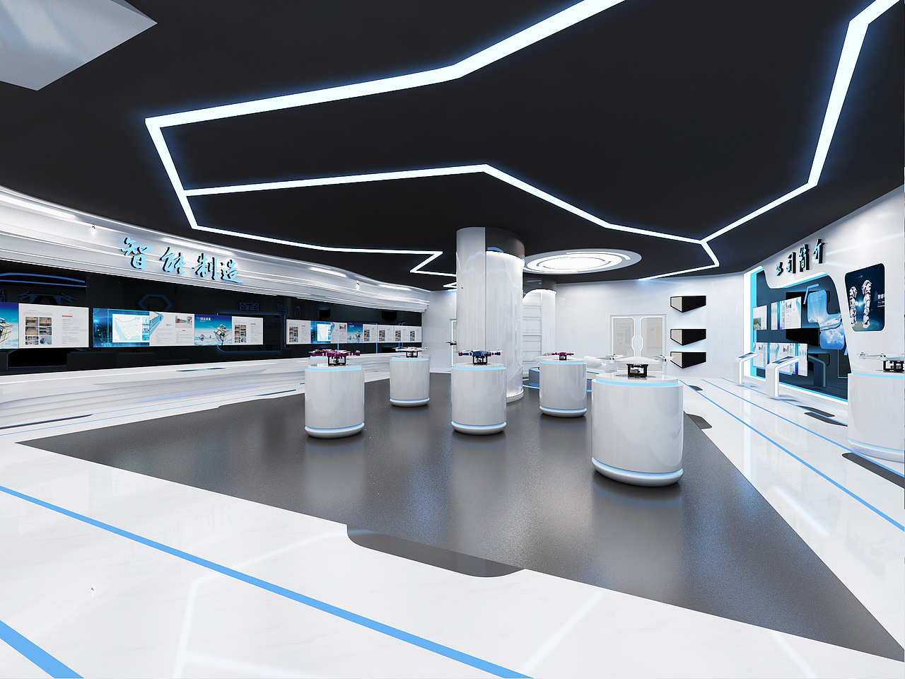航空无人机飞机科技现代展厅效果图（图ZMjE0MDI5NzA4） - 其他三维 - 站酷设计师3D设计联系我原创素材 - 站酷ZCOOL