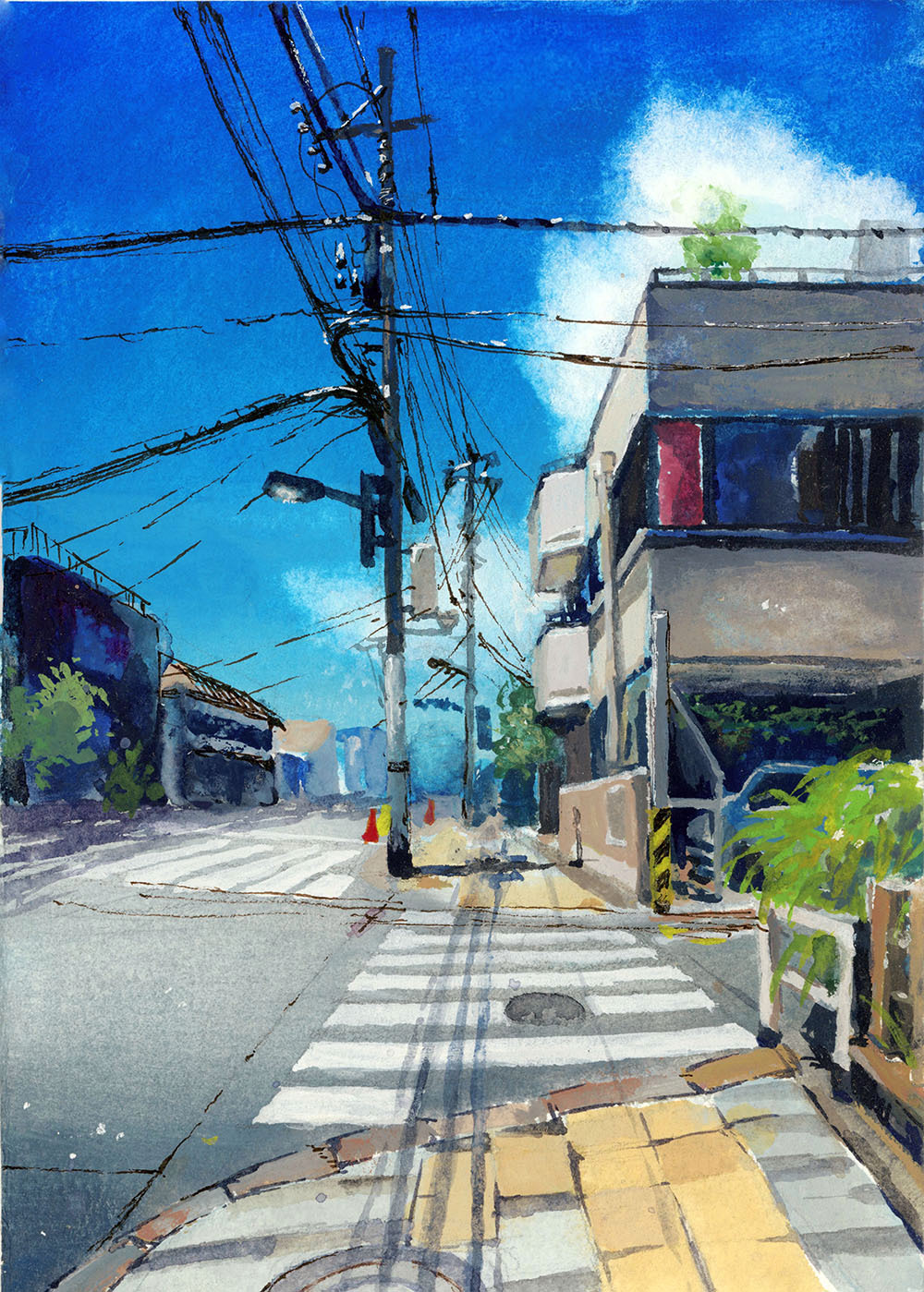 东京写生-日系动画背景风-nicker-水彩水粉厚涂-手绘|插画|商业插画