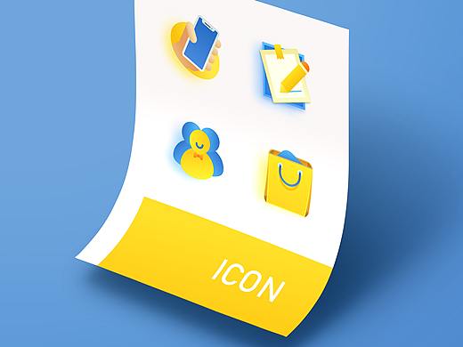 蓝黄撞色系 图标设计