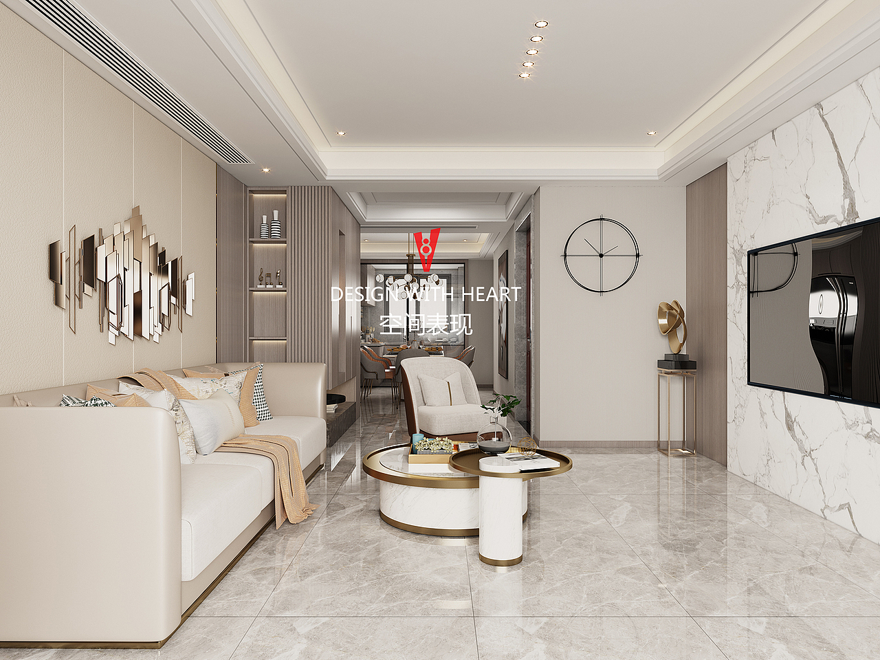 v8空间表现|现代简约家装客厅赏析