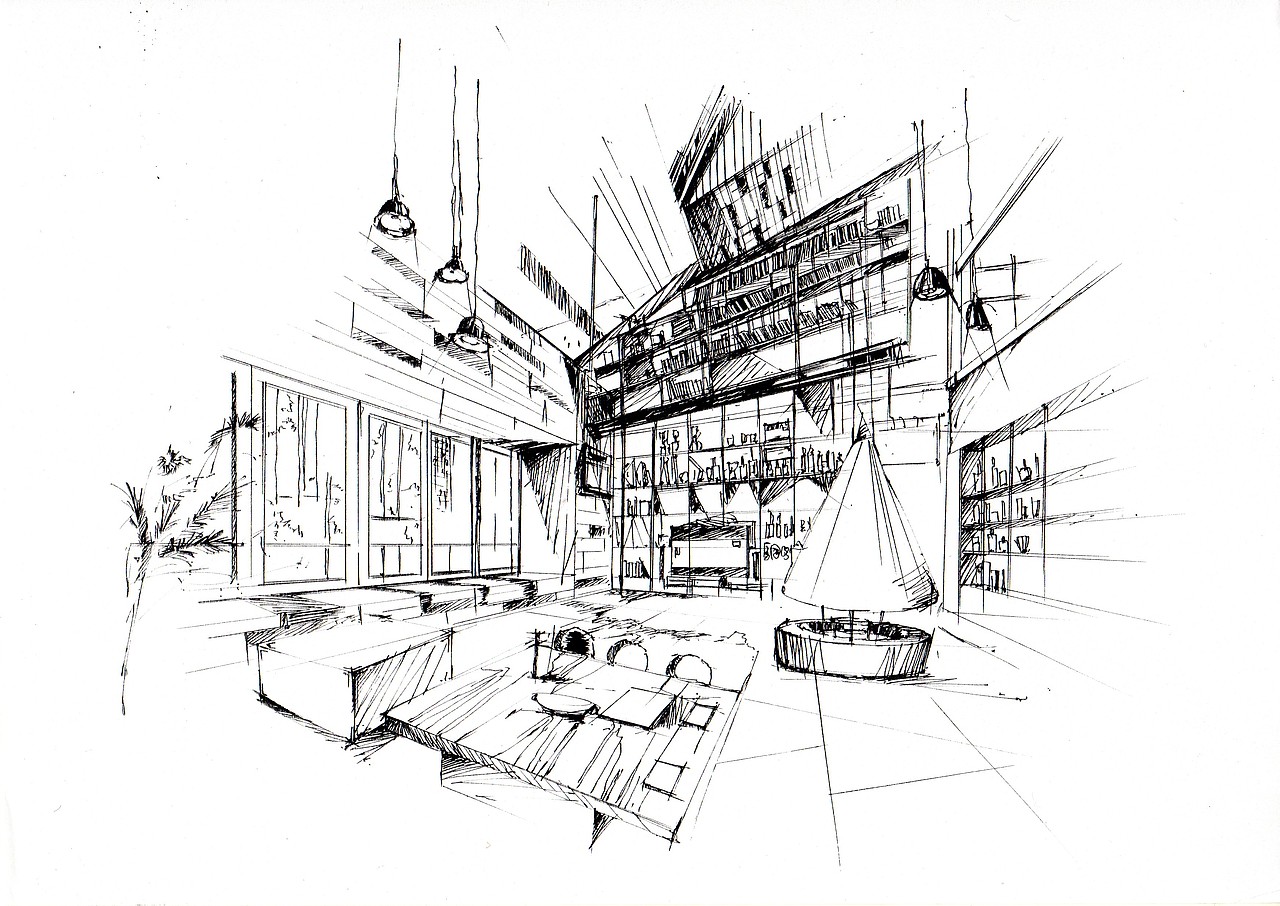 以前的室内钢笔速写