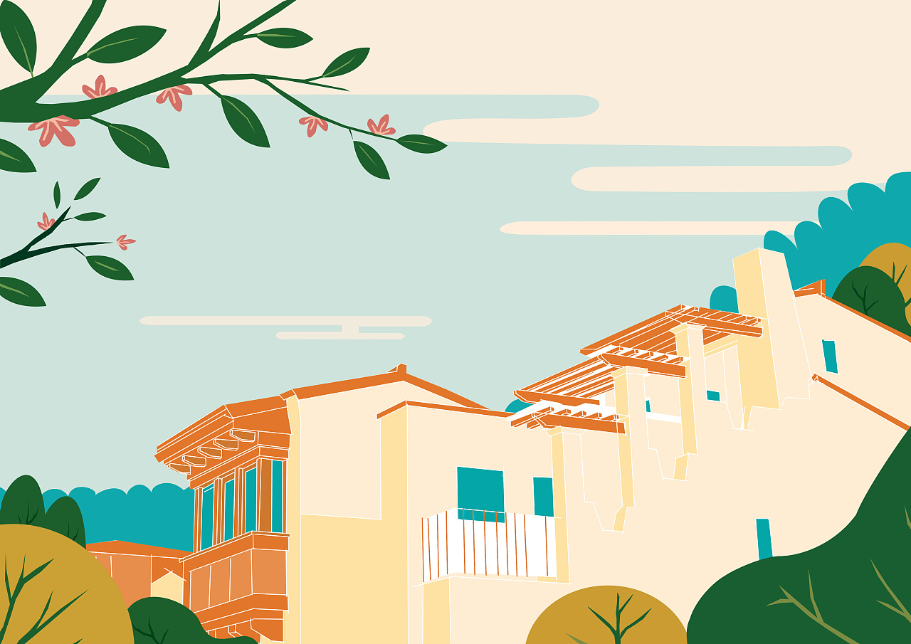 建筑扁平化插画 - 原创作品 - 站酷(zcool)