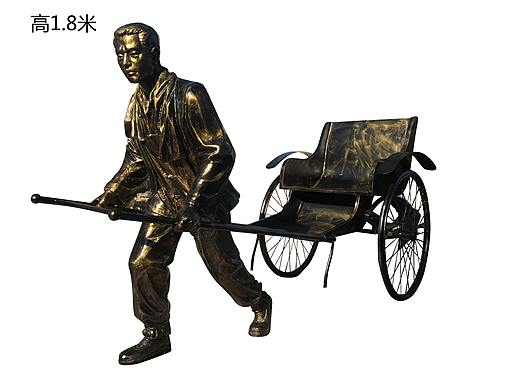 民俗主题拉黄包车人物雕塑
