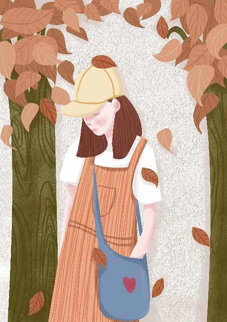 一张落叶:fallen_leaf:卡，秋意浓浓，很凉爽~