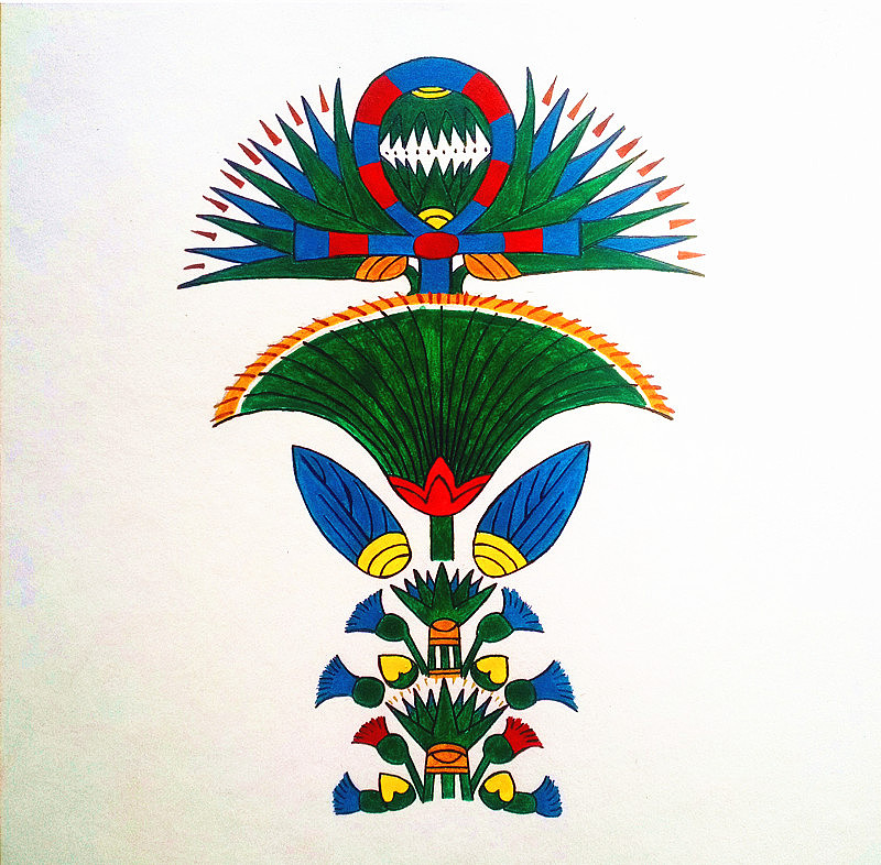 埃及柱 图腾。 手工临摹