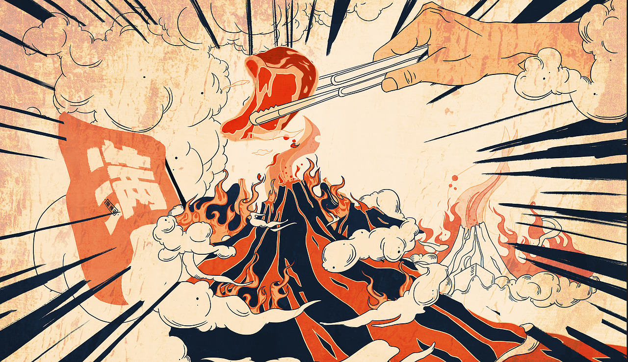 极火酱烧—墙画海报。