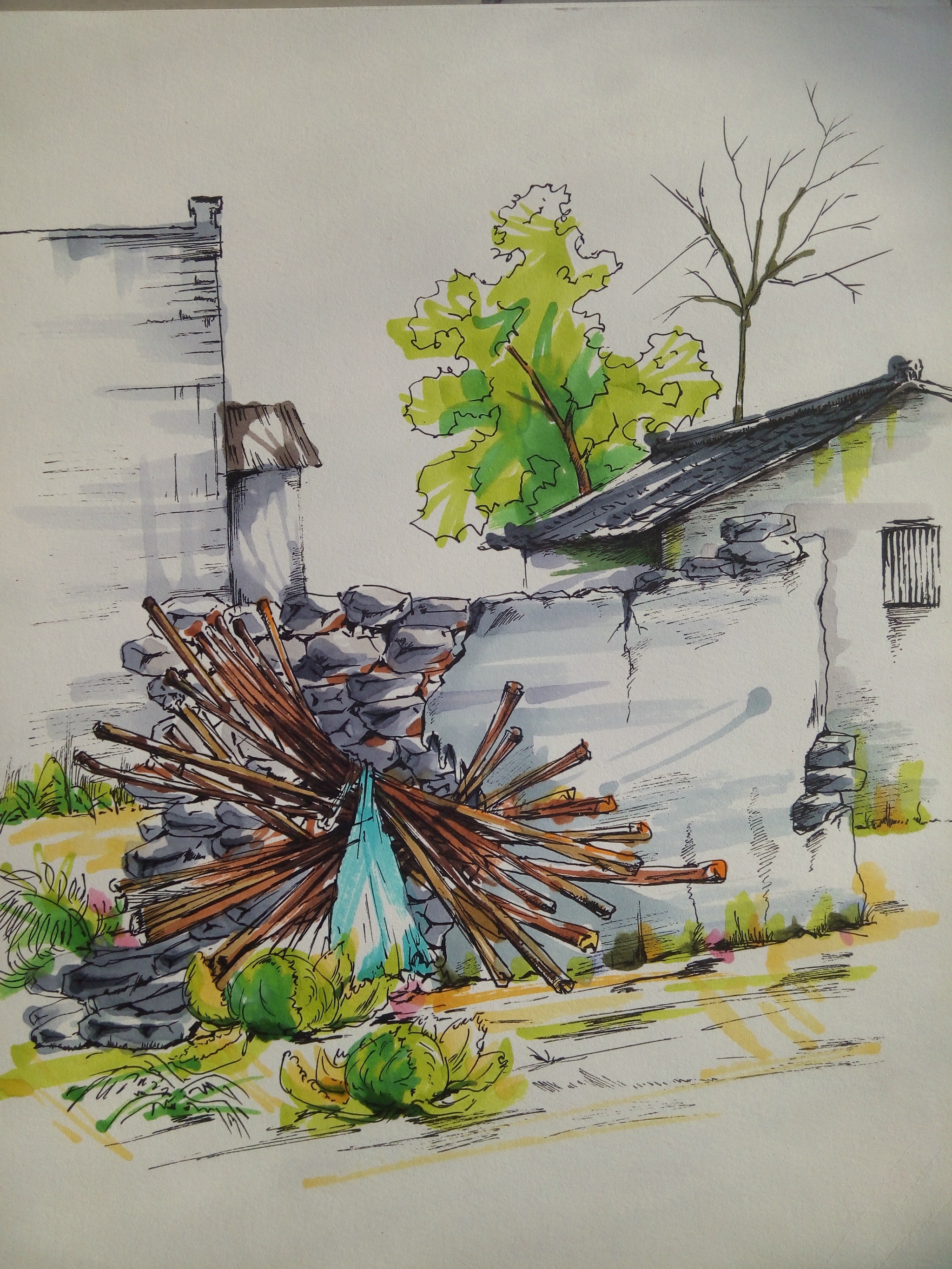 宏村写生|纯艺术|速写|飞过时间的距离 - 原创作品 - 站酷 (zcool)