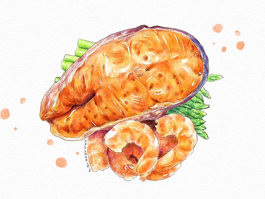 手绘美食插画（个人主页-ZNjMwMTYwNzY=） - 商业插画 - 站酷设计师菜菜小白zxs原创素材 - 站酷ZCOOL