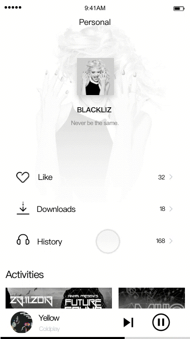 音乐界面动效（图ZMTA0NDk3Nzg0） - 动效设计 - 站酷设计师Rosanna_z原创素材 - 站酷ZCOOL