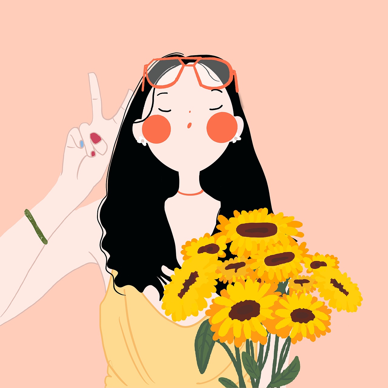 原创插画头像|捧花女生💐（图ZMjY1NzUyMzcy） - 创作习作 - 站酷设计师十三Ada原创素材 - 站酷ZCOOL