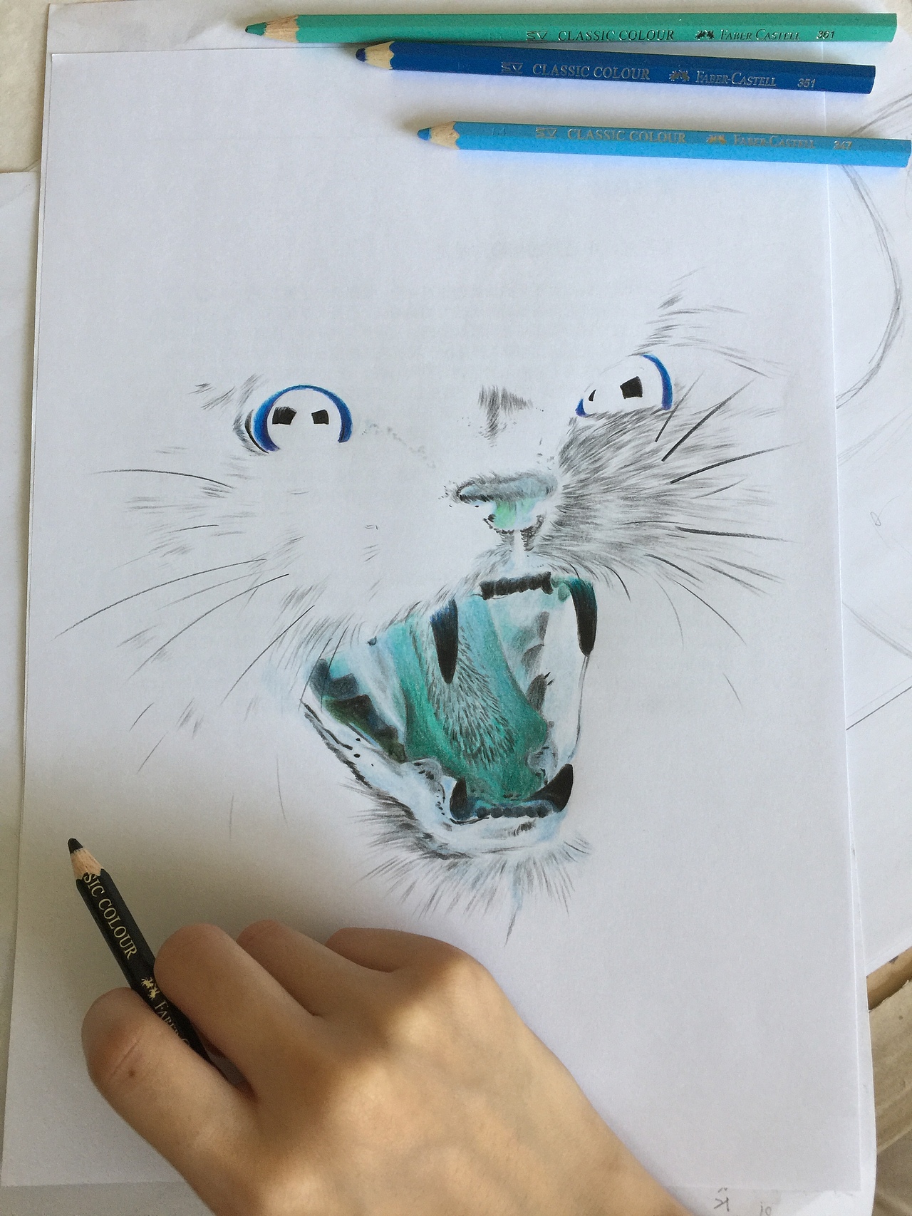 D_HY彩铅画《反色黑猫》（图ZMTE5Njc3NDI4） - 绘画 - 站酷设计师Draw_HY原创素材 - 站酷ZCOOL