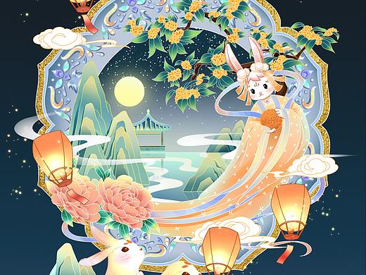 国潮插画——中国传统节日中秋节