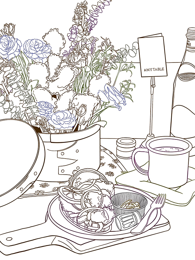 线稿风食物插画