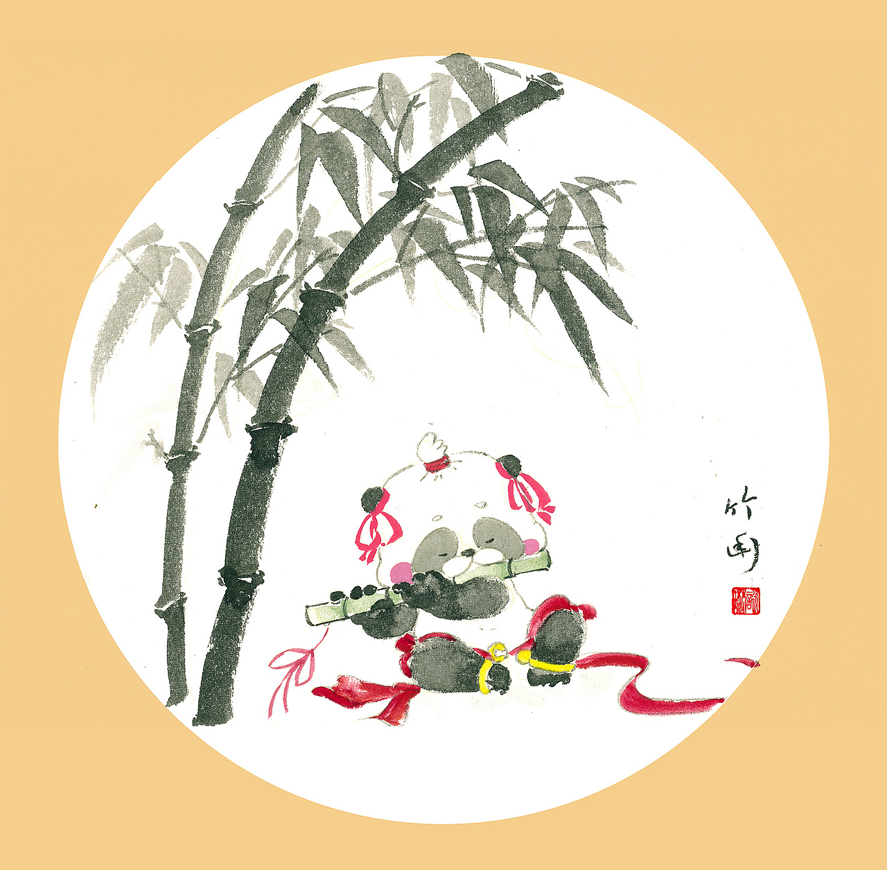 2018毕设|熊猫系列国画设计作品