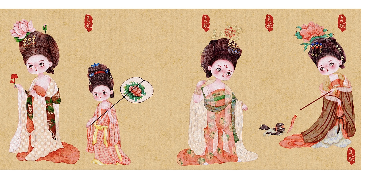 簪花仕女图 | 水彩 | 古风人物插画（图ZMzE1NjQ2MzY0） - 艺术插画 - 站酷设计师夏婉水彩原创素材 - 站酷ZCOOL