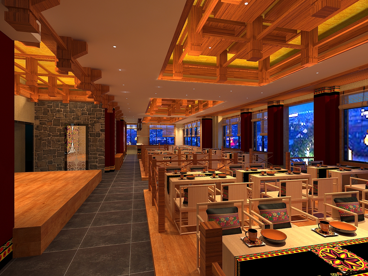 红的像火的民族餐厅