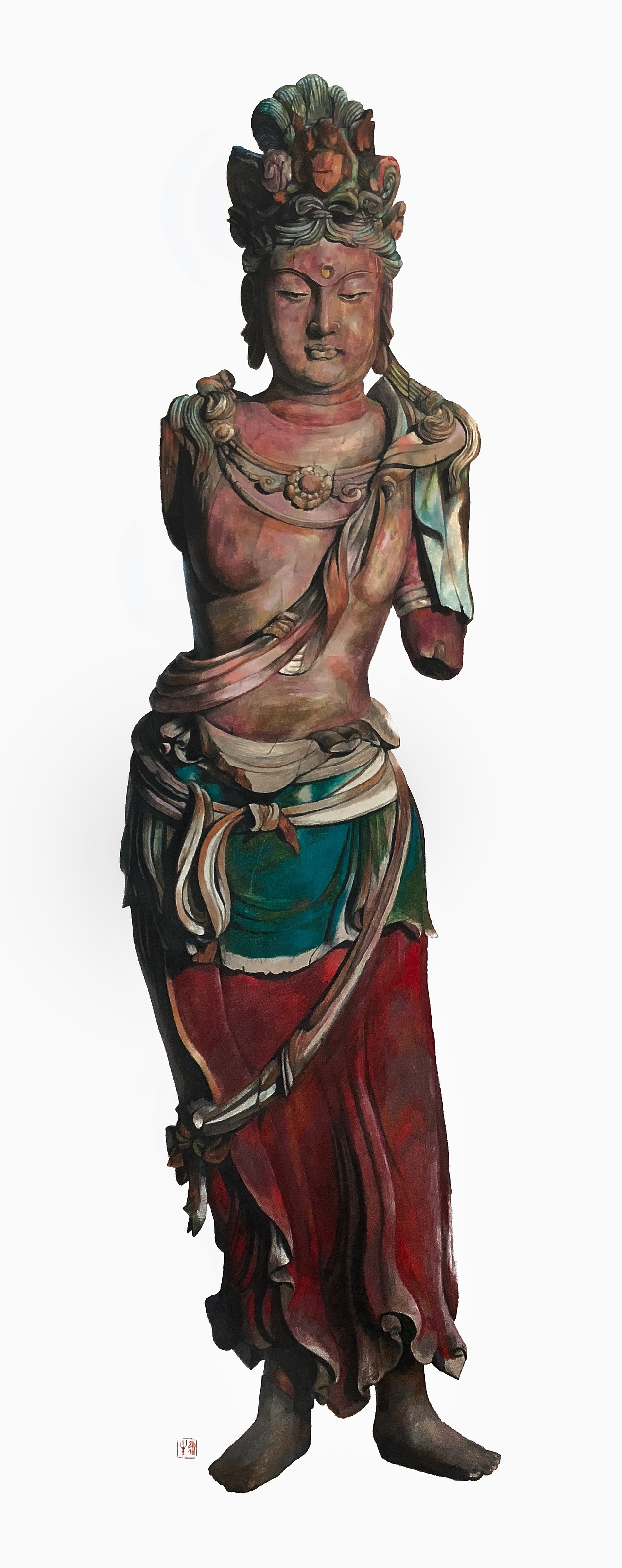 彩铅手绘观音造像