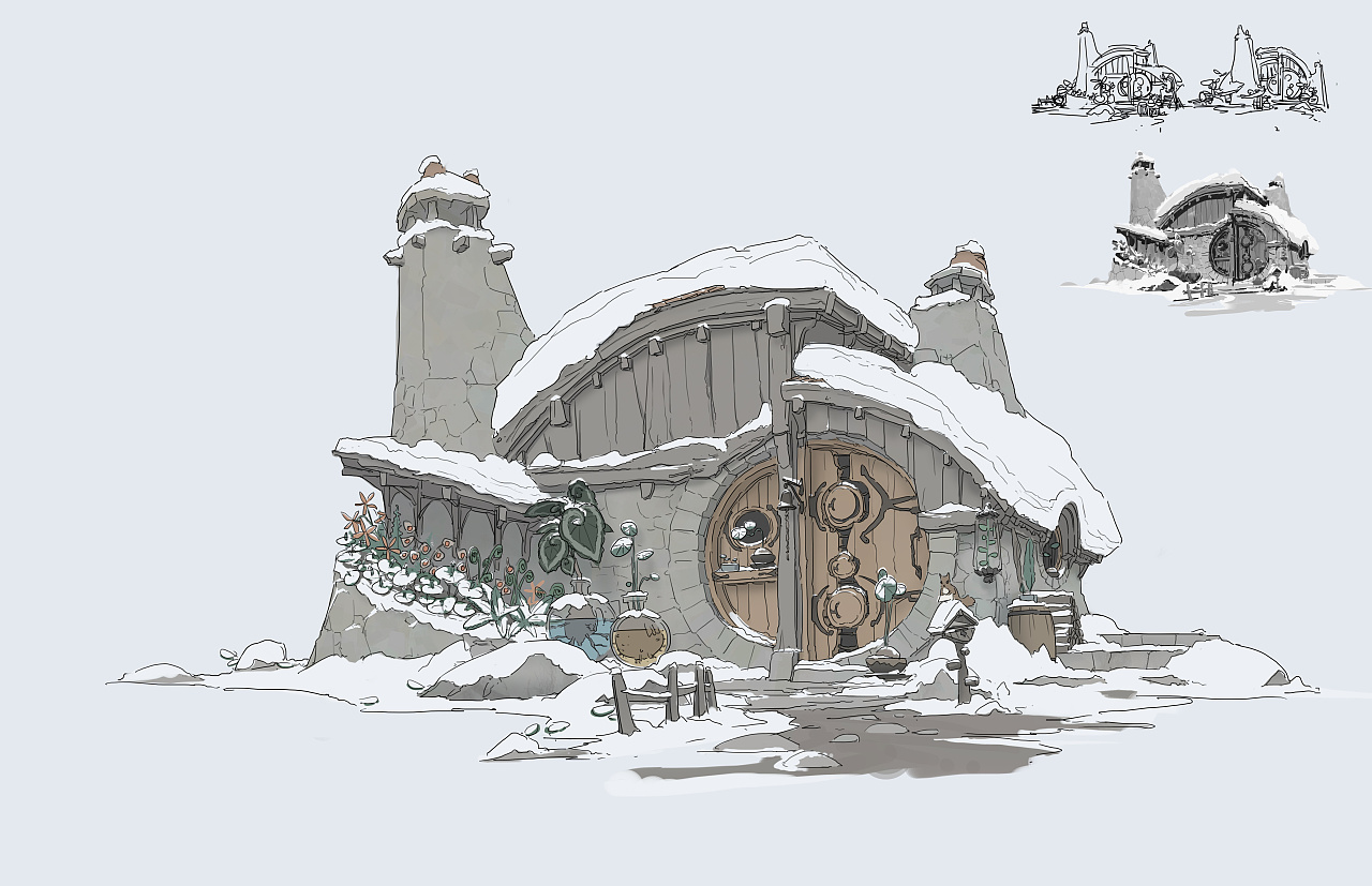 拾艺绘画场景讲师高许阳作品《梅林的家》