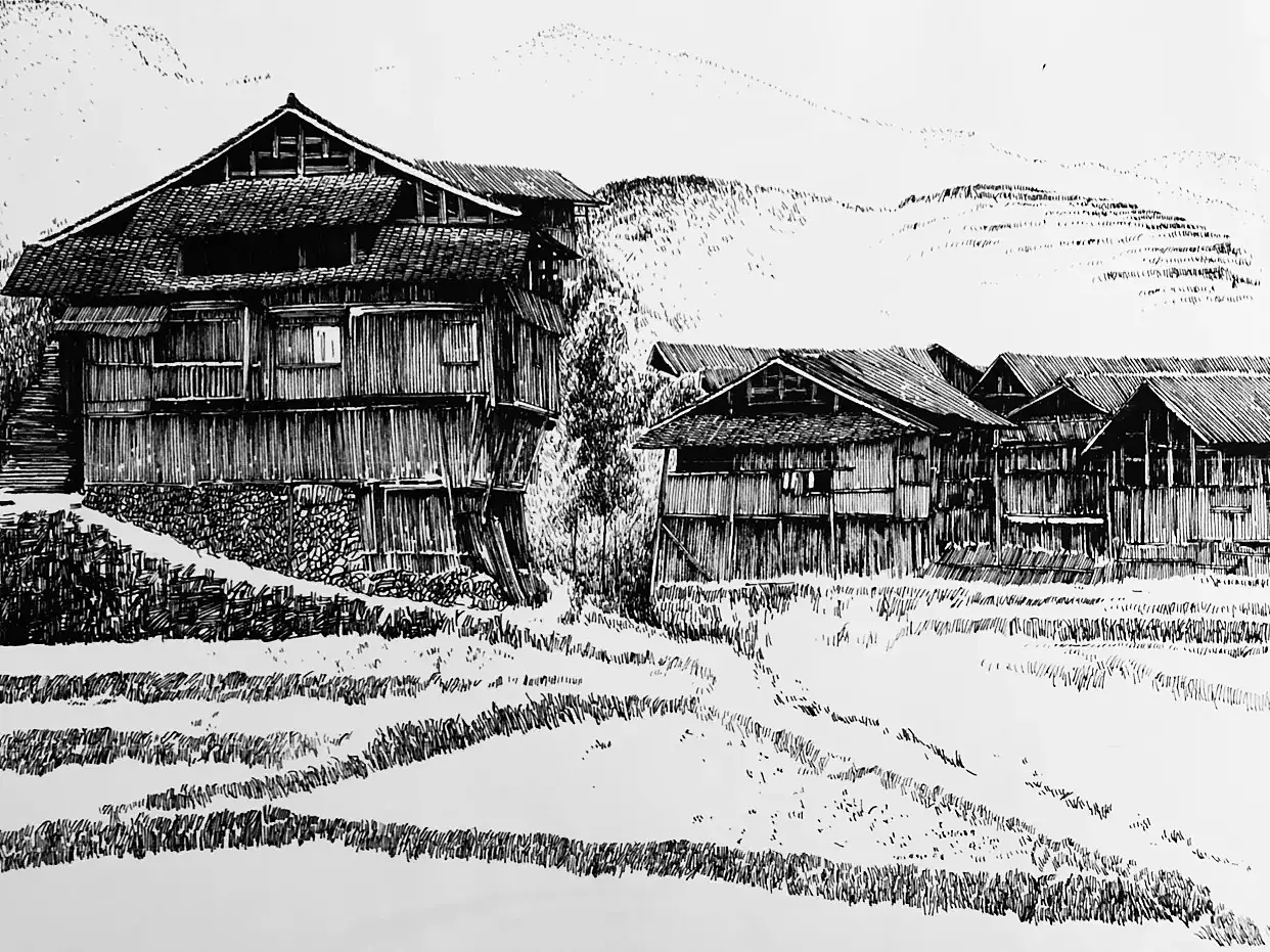 钢笔下的乡愁（图ZMjcyNzQwMDUy） - 绘画 - 站酷设计师马国斌钢笔画原创素材 - 站酷ZCOOL
