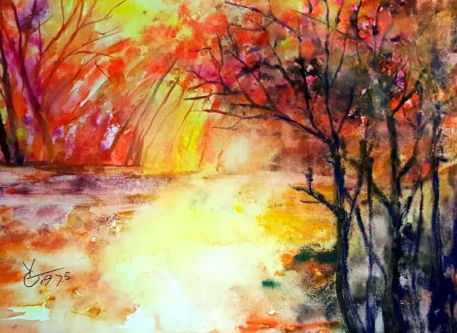 水彩《那条路》作者:果酱女王-俞果