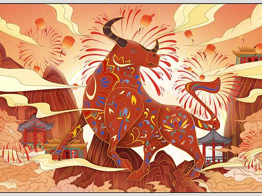 牛年海报插画练习