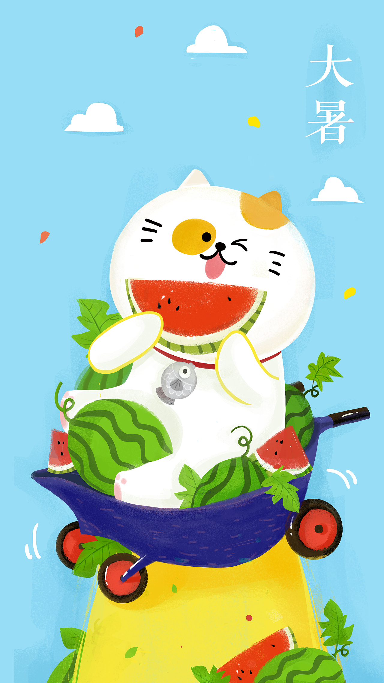 大丽丽画的丑猫多鱼的壁纸（图ZOTE0NjA2OTI=） - 商业插画 - 站酷设计师佐佐木莉佳原创素材 - 站酷ZCOOL