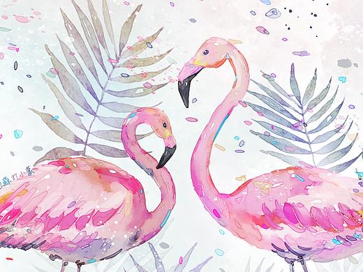 火烈鳥水彩插畫（個人主頁-ZMzUwNTg1MDg=） - 創(chuàng)作習(xí)作 - 站酷設(shè)計師蘇打小蒙原創(chuàng)素材 - 站酷ZCOOL