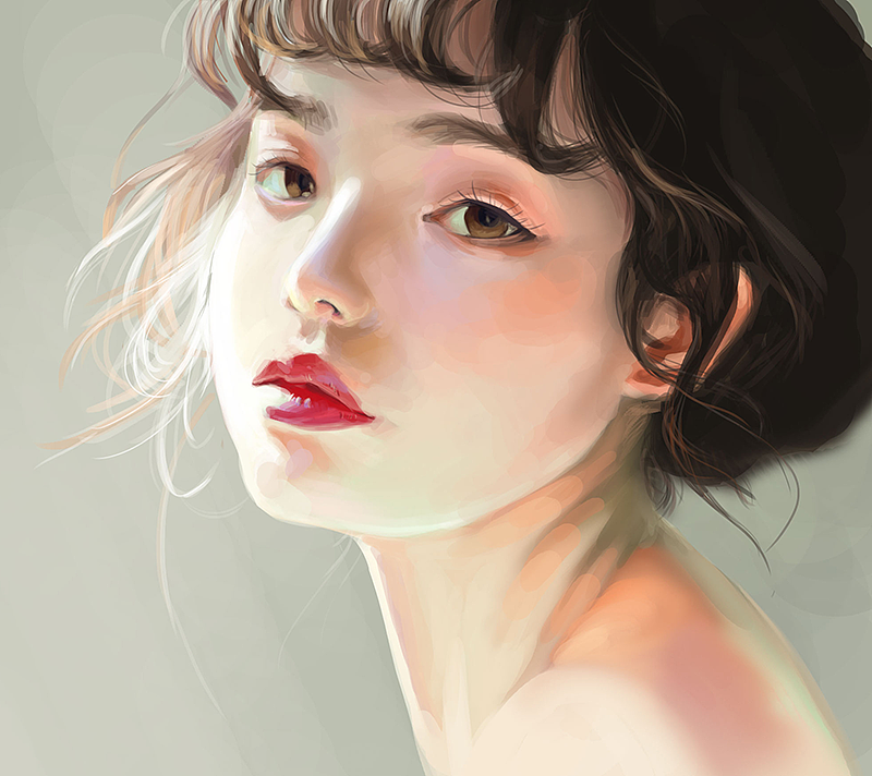 人物头像逆光女孩