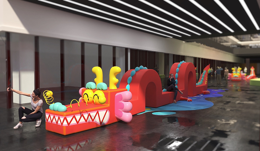 龙年原创IP龙吉祥物休闲景观互动装置.