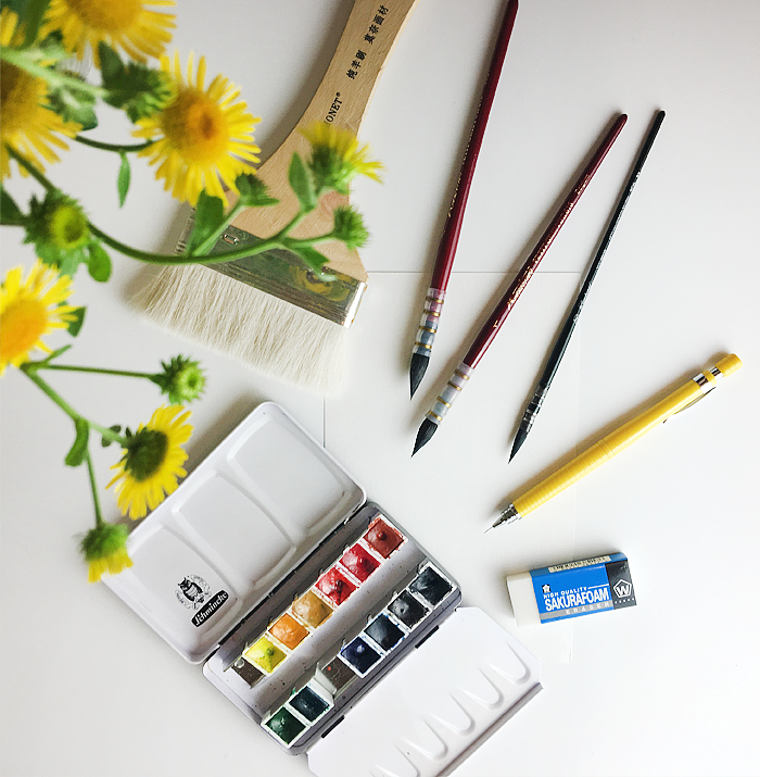 要工具:水彩颜料,水彩笔,水彩纸 br>我比较喜欢用德国史明克水彩,颜色