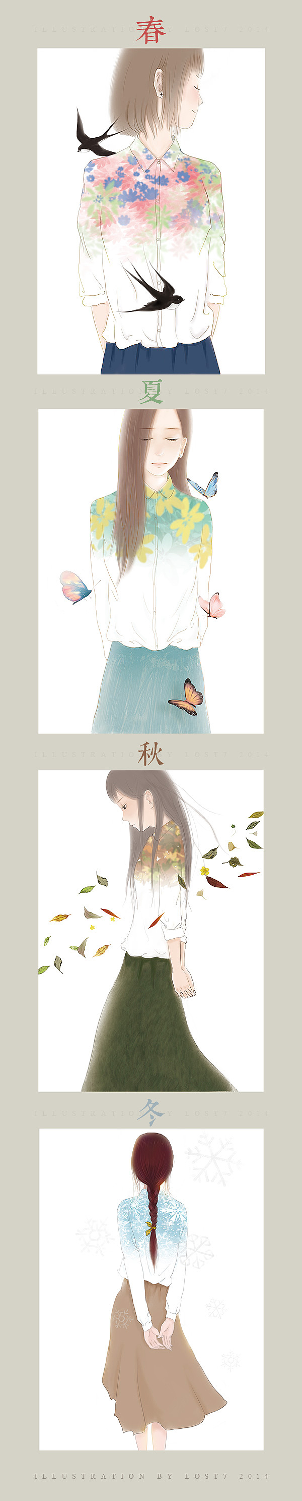 春夏秋冬（图ZMTQyNTI2ODg=） - 商业插画 - 站酷设计师lost7原创素材 - 站酷ZCOOL